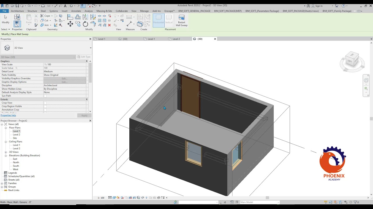 Wall Sweep   in revit رسم الوزره بالريفيت