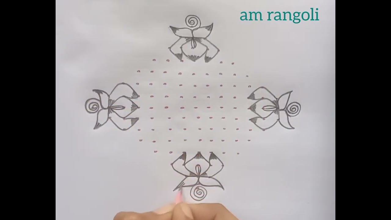 Simple 15×1 dots lotus flower rangoli🌸Muggulu | kolam | rangoli | dailyYTvideos | @AMrangolivlogs25 