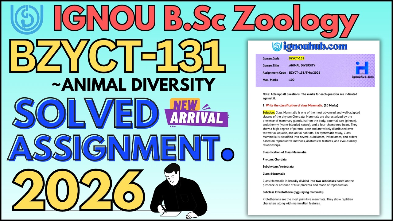BZYCT-131 Solved Assignment 2026 | IGNOU B.Sc(G) Zoology Assignment 2026 | BZYCT-131 LATEST ASSIGN.