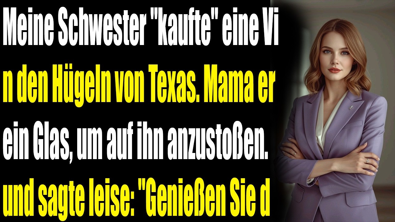 Meine Schwester hat eine Villa in den texanischen Hügeln ‚gekauft‘. Mama hob ein Glas, u...