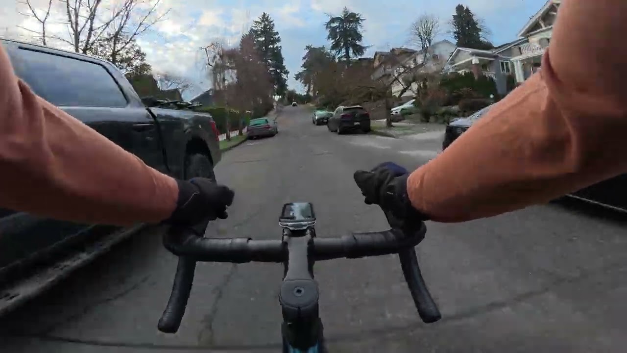 below freezing but clear morning bike commute in Seattle