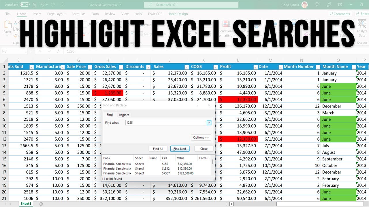 How to Highlight All Cells That Have the Same Value When Searching in Microsoft Excel