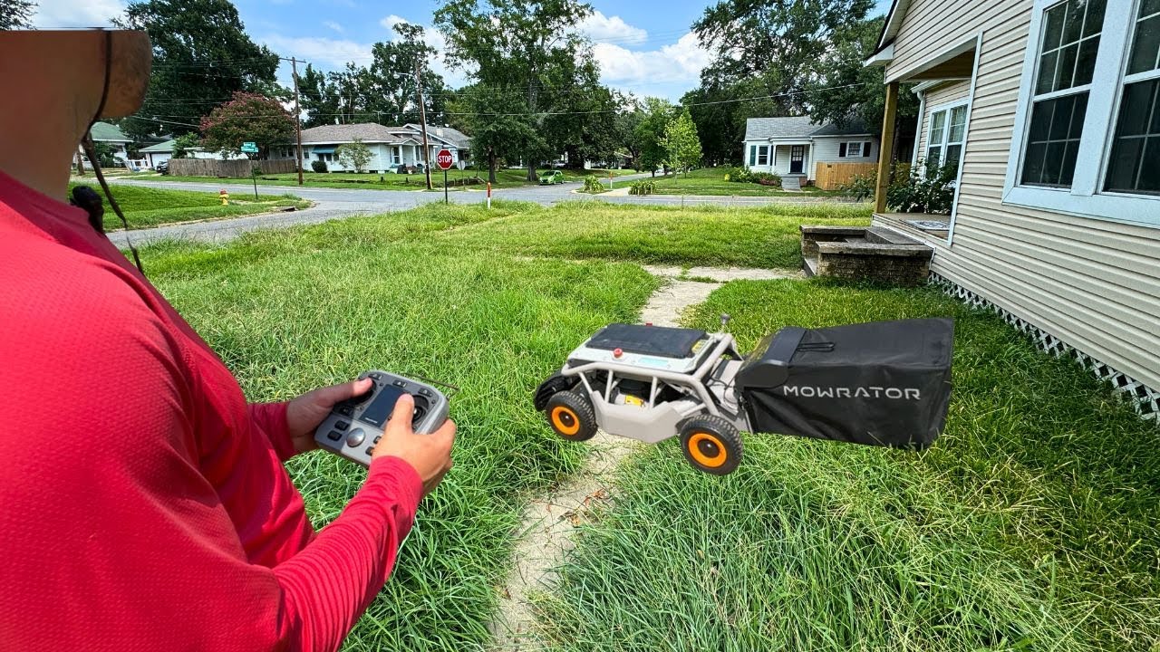 REMOTE-CONTROLLED MOWER takes on OVERGROWN MESS