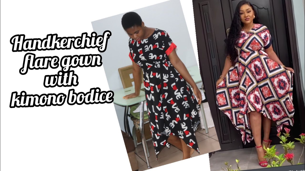 How to make handkerchief flare with kimono bodice.