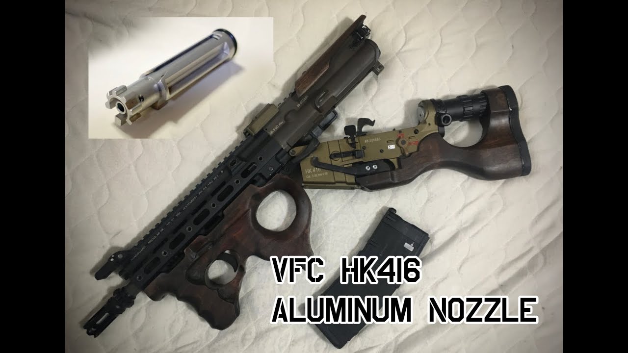 RA-TECH CNC Aluminum Nozzle + Airsoft VFC HK416A5 GBBR WoodBullpup Style