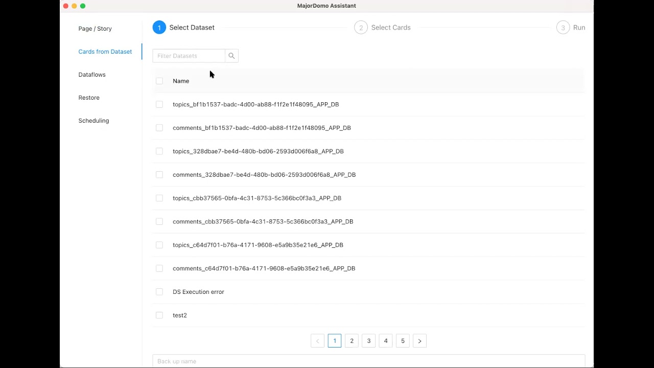 Backup Domo cards and dataflows