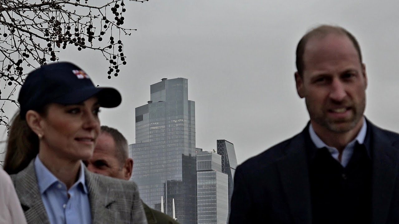 Prince William and Princess Catherine take a boat along the River Thames.