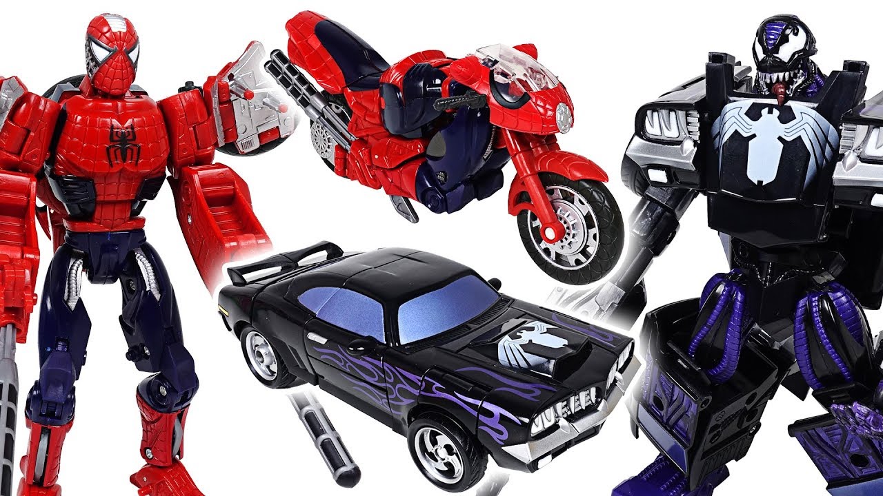 Dinosaurs are crazy! Marvel Avengers Spider Man Transformers VS Venom! - DuDuPopTOY