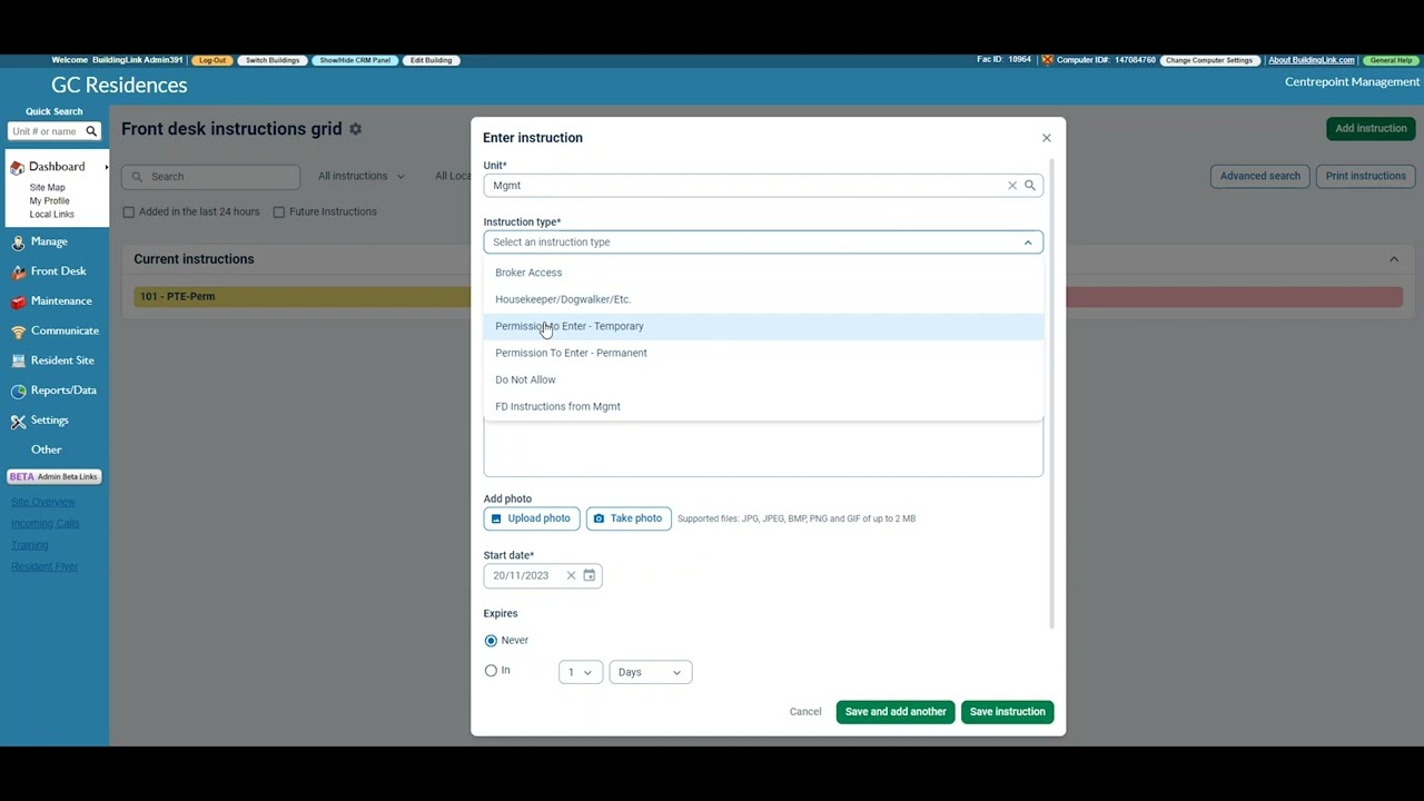 【Tutorial】Management Site - Front Desk Instructions | BuildingLink Asia Pacific