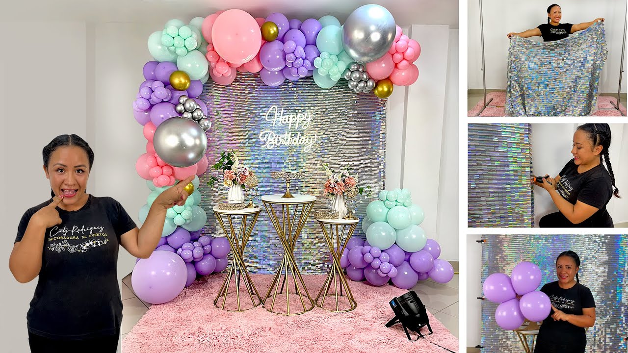 Como hacer un Arco de Globos e instalarlo sobre Tela Shimmer 🎉Decoración para Cumpleaños 🎉