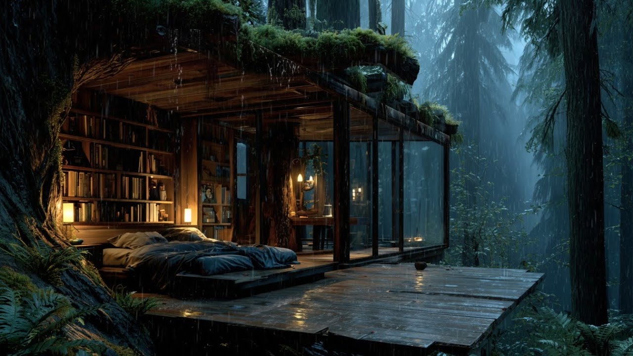 Quiet Your Mind | Heavy Rain Sounds on Cabin Window for Night Sleep