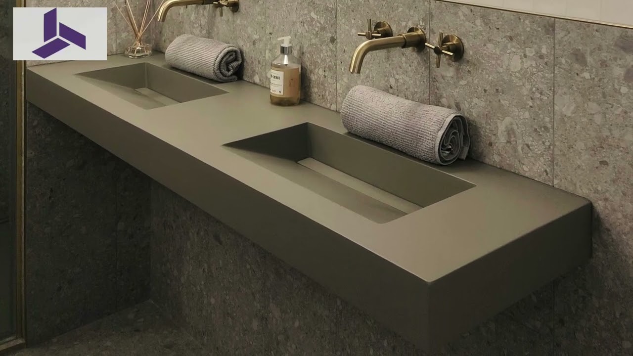 Plan vasque suspendu, lavabo caniveau, pour salle de bain LONDON