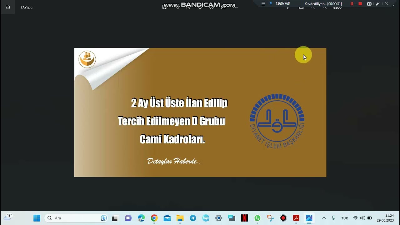 2 ay münhal bulunan D GRUBU CAMİİLERE TAYİN İŞLEMLERİ