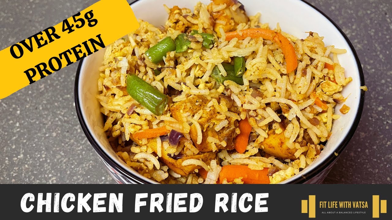 High Protein Chicken Fried Rice Recipe | Healthy Indian Recipes with calorie breakdown