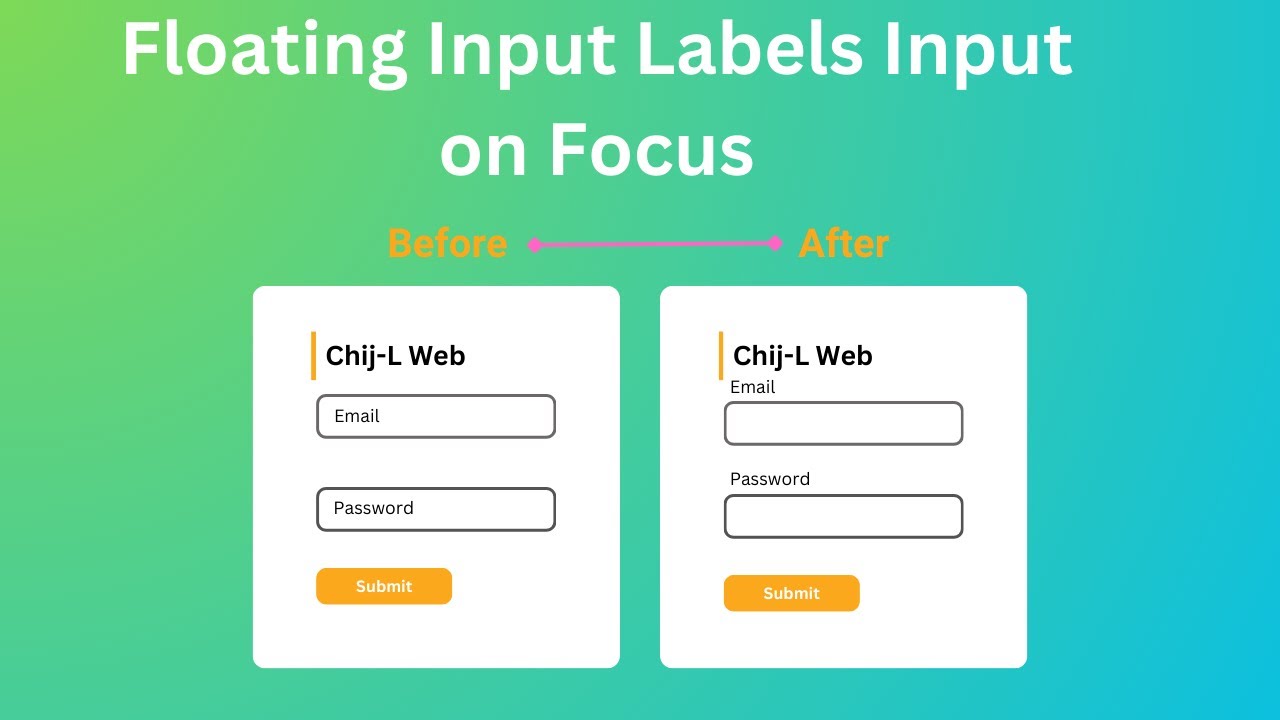 Login Form with Animated Floating Input Labels Move Placeholder Above The Input on Focus
