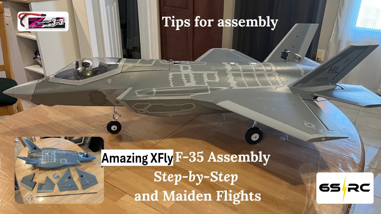 Советы по сборке и первые полёты XFly F-35. Огни, шасси и амортизационные стойки!