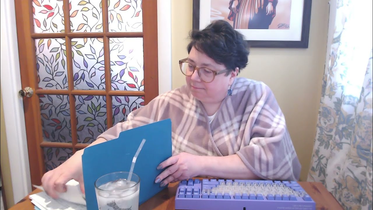 ASMR typing, no talking. Paper sounds, short nails on a satisfying clicky keyboard