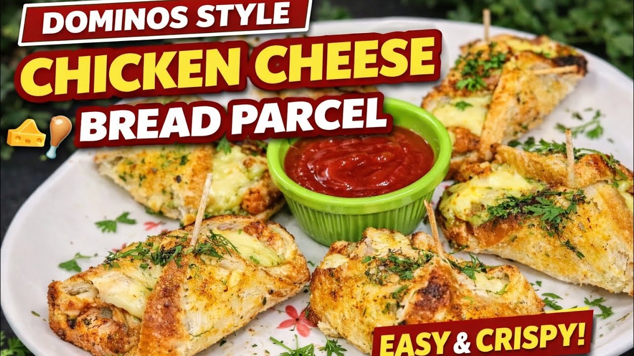 Dominos Style Chicken Cheese Bread Parcel | Crispy Outside, Cheesy Inside😍 | @Cooking_with_AF|#food 