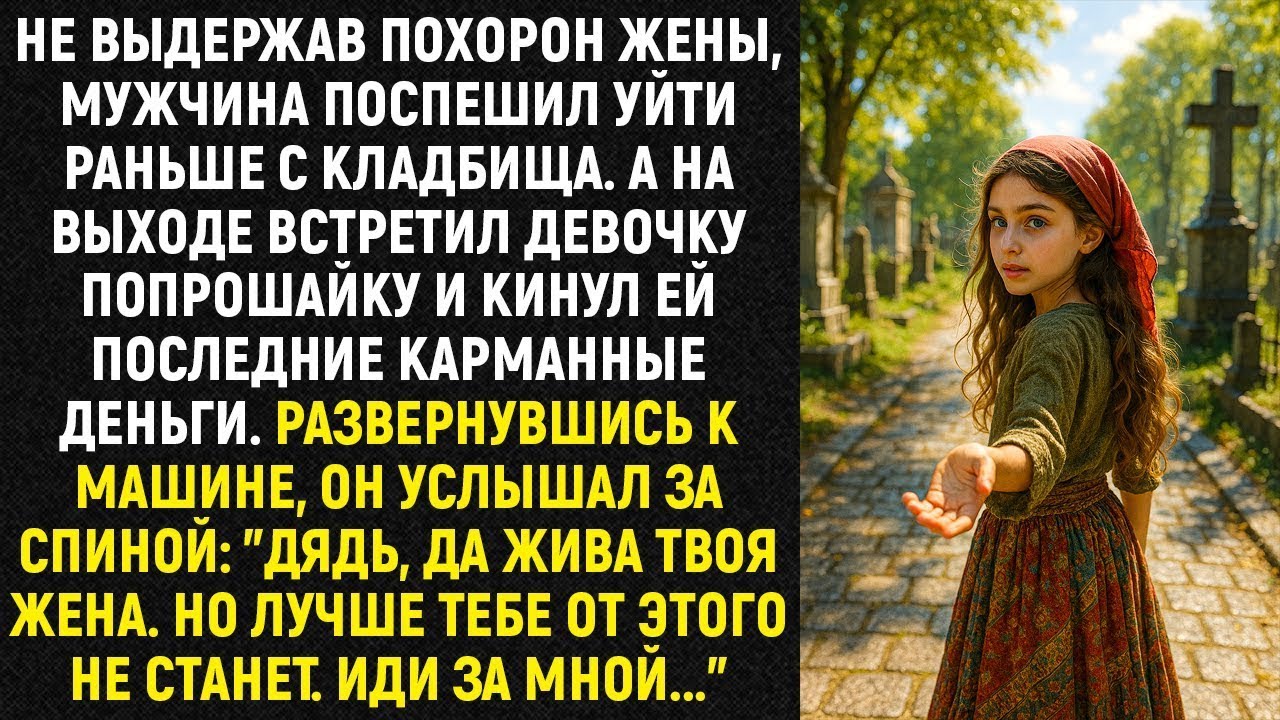 Не выдержав похорон жены, мужчина поспешил уйти раньше с кладбища. А на выходе встретил девочку