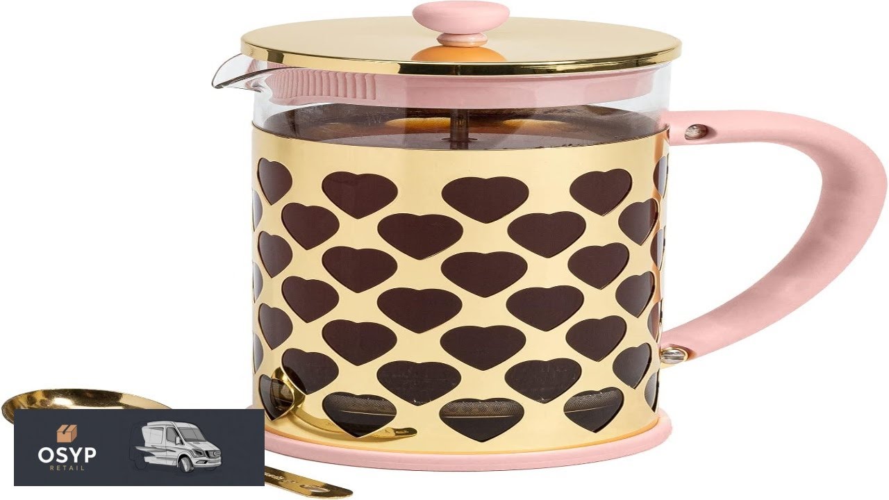 Paris Hilton French Press Coffee Maker With Heart Shaped Measuring Scoop 2 Piece