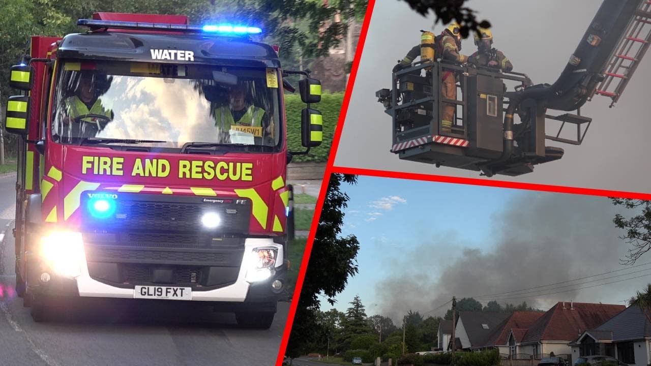 Fire crews BATTLE a large derelict building fire in Ferndown