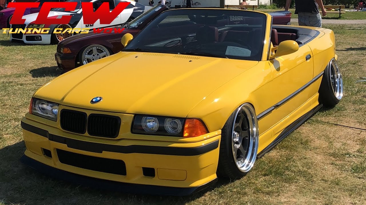 Yellow Cabrio BMW E36 M3 Look on Air Ride Tuning Project by Tobias