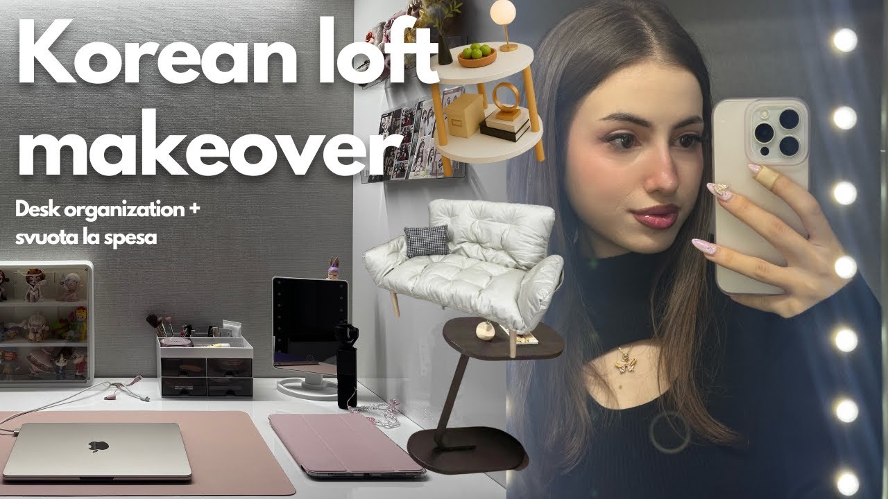 Arredate con me il mio loft in Corea 🏠 svuota la spesa, desk makeover