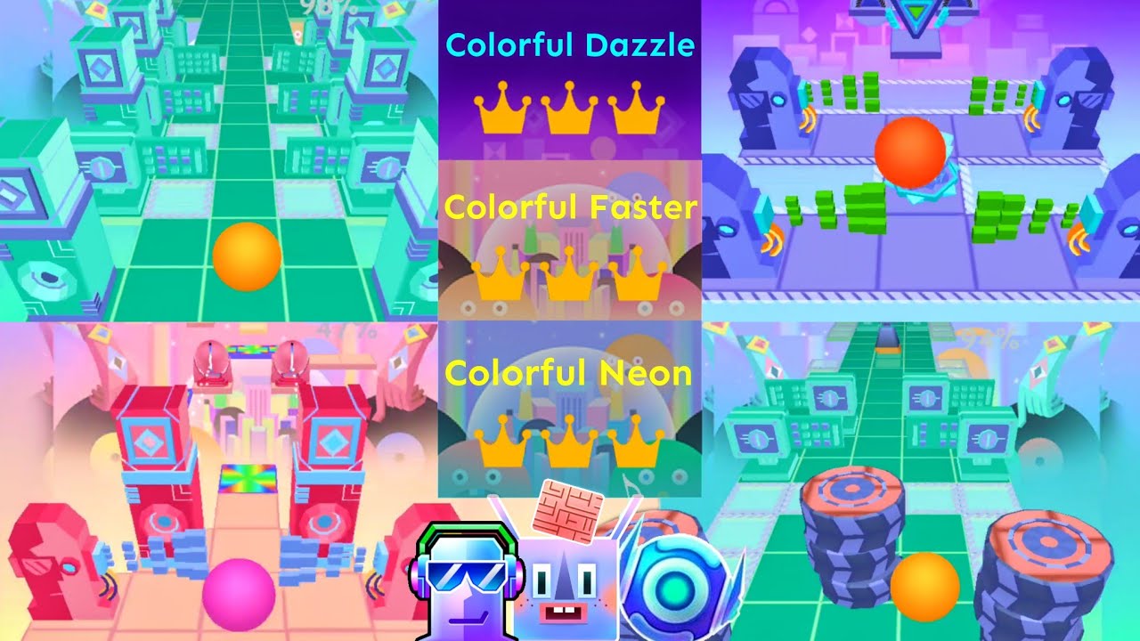 Rolling Sky - Colorful Neon, Dazzle, & Faster (ReSkinned Version)