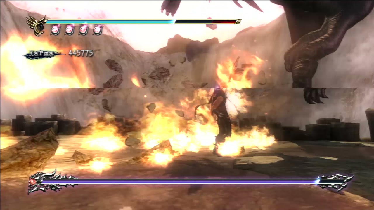Ninja Gaiden Sigma 2 - Black Dragon - Dodge with arrow : Flame wall