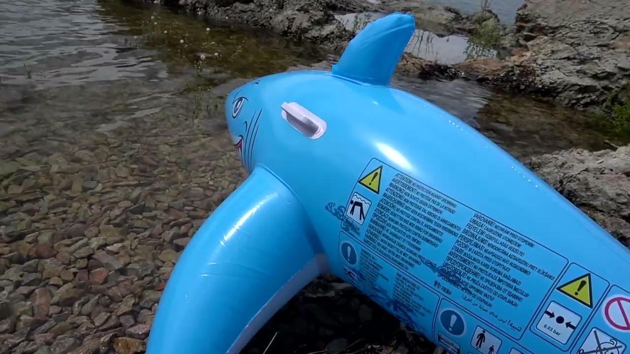INFLATABLE SHARK - INFLATING & DEFLATING - ON THE WATER - PUMPING - HISSING
