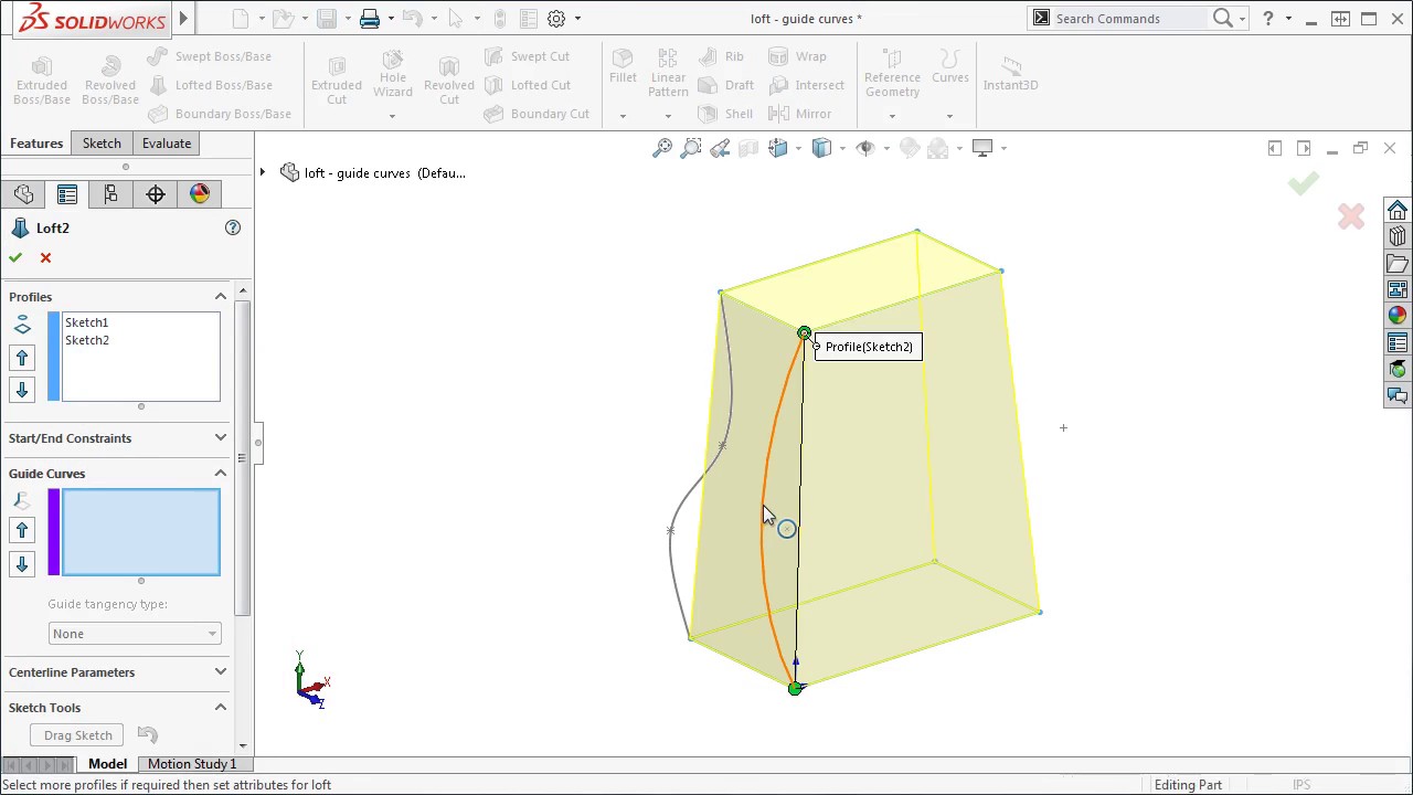 Lofts - Guide Curves in SOLIDWORKS 2016