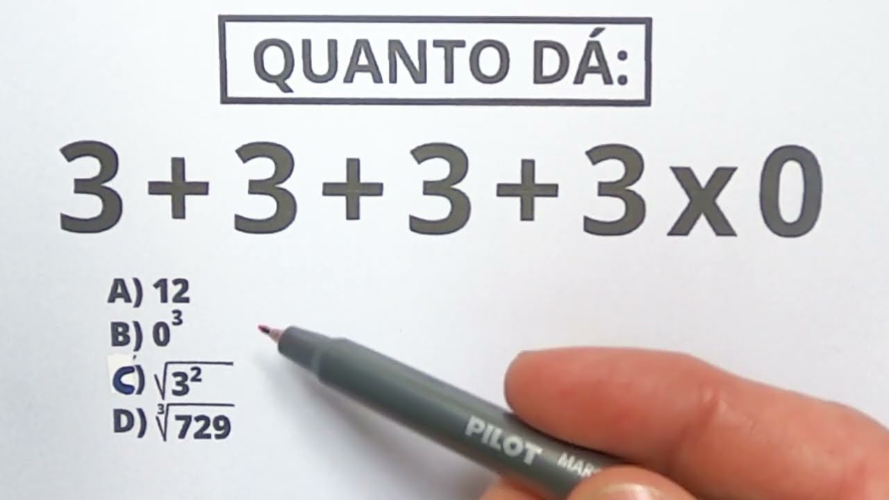 3 + 3 + 3 + 3 x 0 =❓