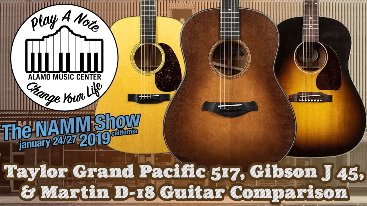 Сравнение акустических гитар Taylor Grand Pacific 517, Martin D18 и Gibson J45 — новинка 2019 года