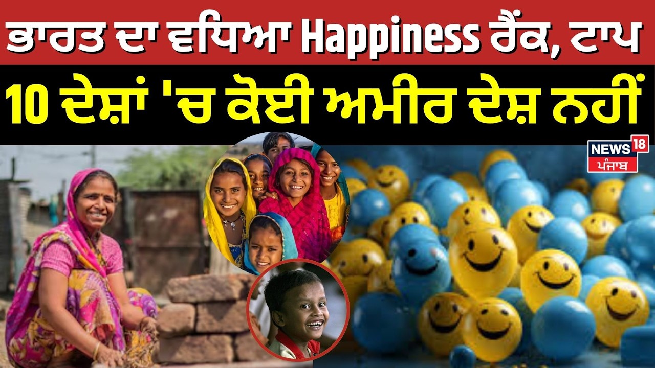 World Happiness Day | ਭਾਰਤ ਦਾ ਵਧਿਆ Happiness ਰੈਂਕ, ਟਾਪ 10 ਦੇਸ਼ਾਂ 'ਚ ਕੋਈ ਅਮੀਰ ਦੇਸ਼ ਨਹੀਂ | News18