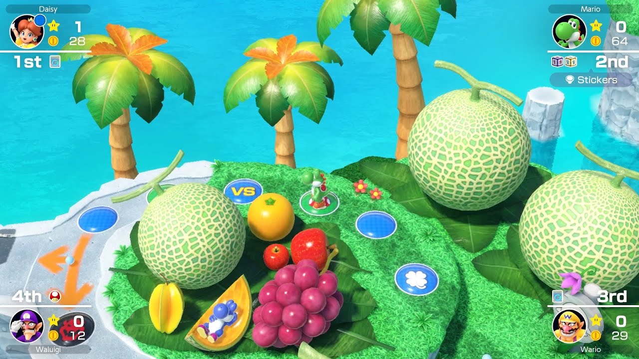 Mario Party Superstars #1057 Yoshi's Tropical Island Yoshi vs Wario vs Waluigi vs Daisy