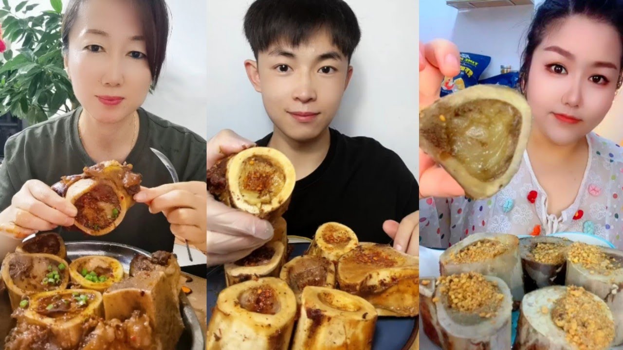 Chinese Food Mukbang Eating Show | Red beef bone marrow | Beef Bone Marrow Challenge #195 (581-583)