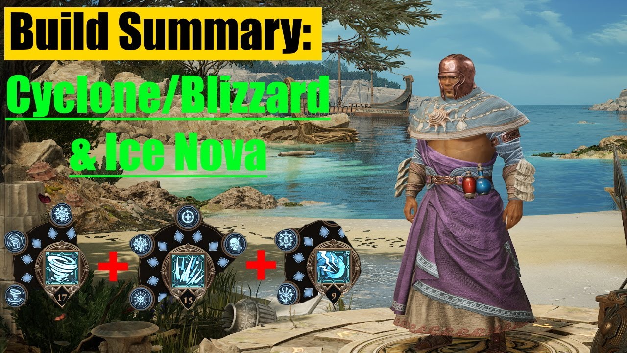 [Titan Quest 2] Cyclone/Blizzard +Ice Nova build summary, Elementalist Storm + Earth masteries