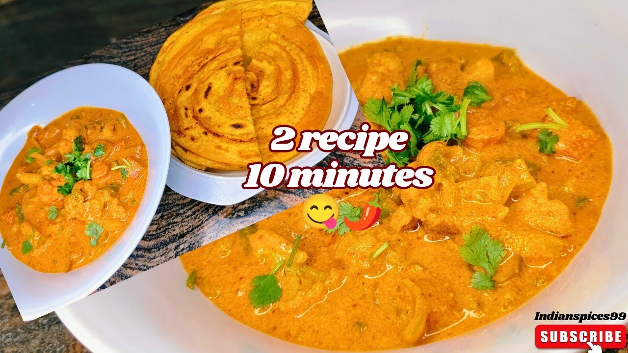 2 recipe - 10 minutes Dhaba Style Sabzi & Masala Paratha | Creamy Restaurant Jaisi Recipe at Home 😍