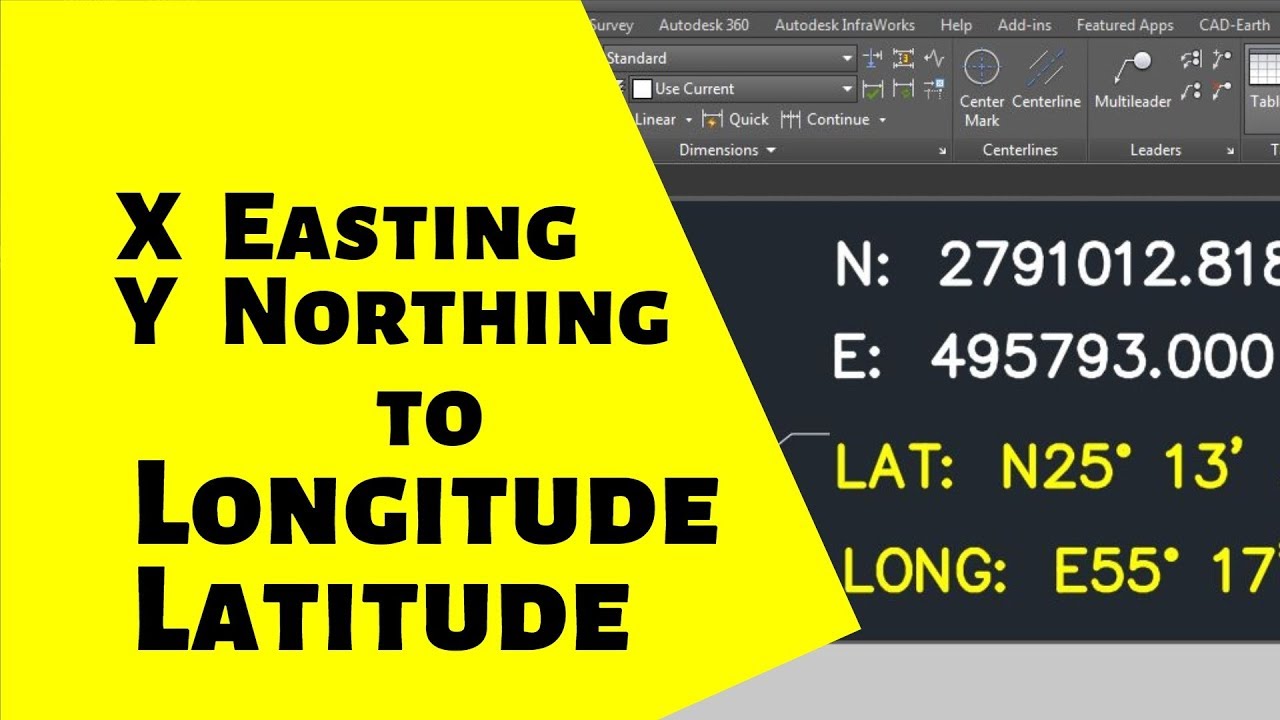 Convert AutoCAD Coordinates to Latitude and Longitude - N E to Lat Long - XY to Lat Long - UTM