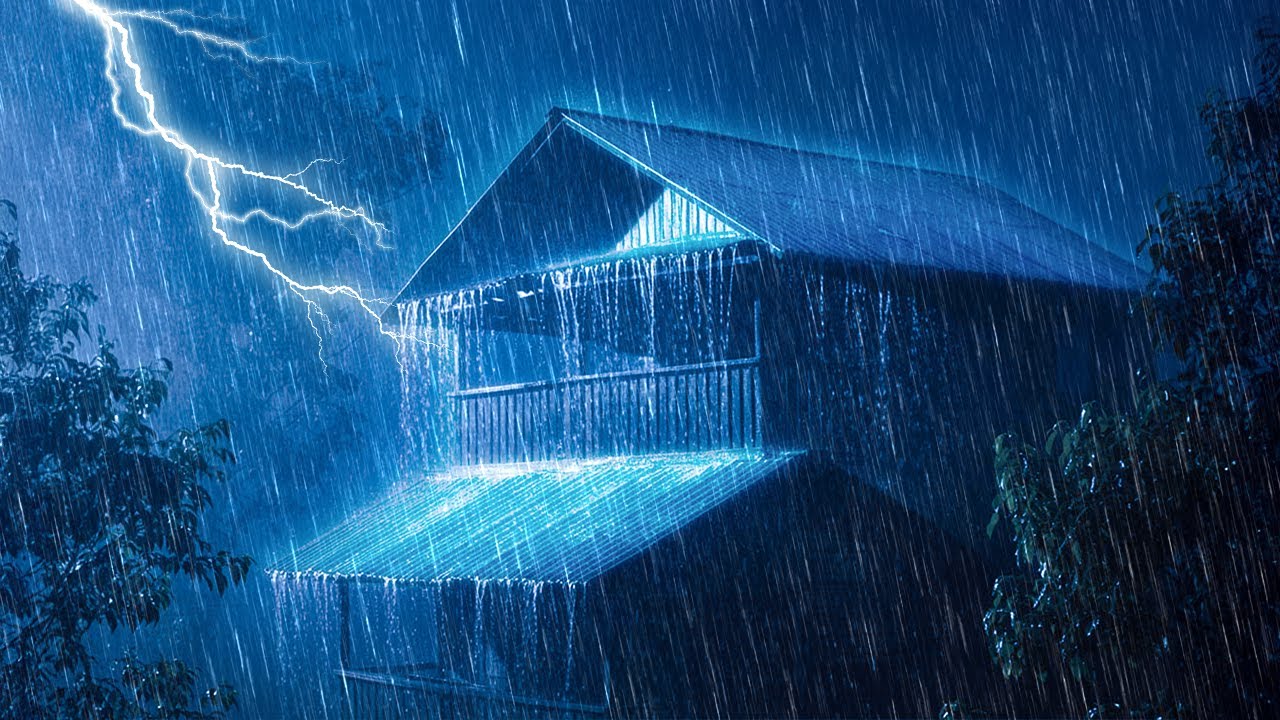Goodbye Fatigue to Fall Asleep Fast with Heavy Rain & Thunder on a Tin Roof in Rainforest