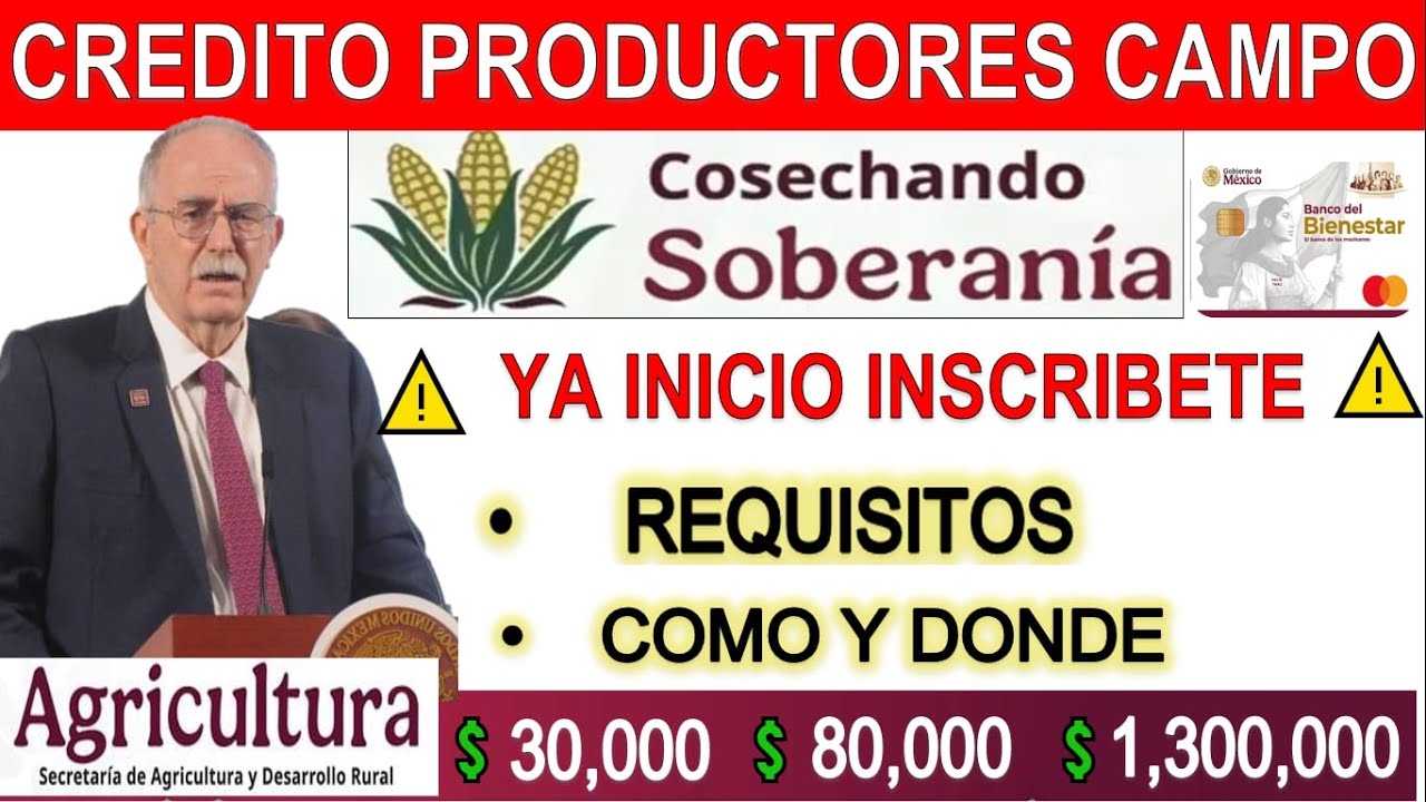💲 Créditos para Campo COSECHANDO SOBERANIA📢 Ya Inicio INSCRIBETE 📝REQUISITOS Y DONDE ❗ Inf Oficial
