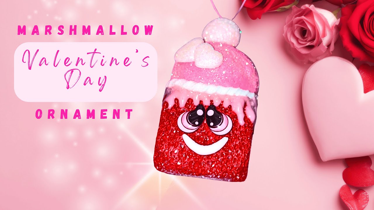 💓DIY Marshmallow Valentine Ornament 🍡💕 | Easy Valentine’s Day Craft #valentinesdaycrafts