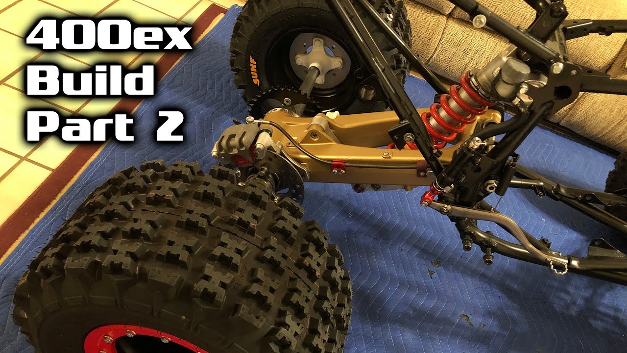 Honda 400ex Build Assembly - Part 2 - Swingarm, Linkage, Shock, Axle, Sprocket, Rotor, Hubs, Wheels