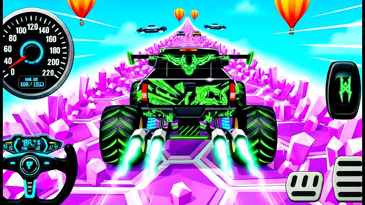 Mega Ramp Monster Car Racing 3D - Extreme Car Stunts -Android Gamepla #MegaRamp #3DGames #CarRacing