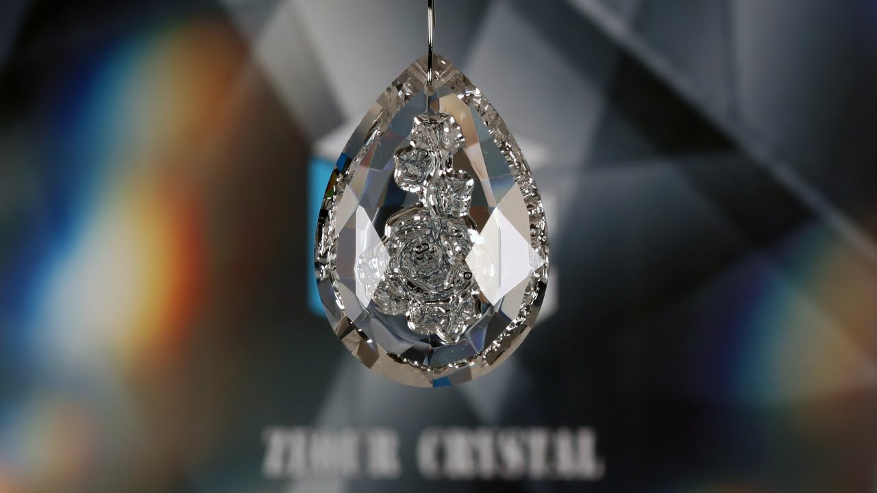 How to make a crystal pendant with rose carving for crystal chandelier