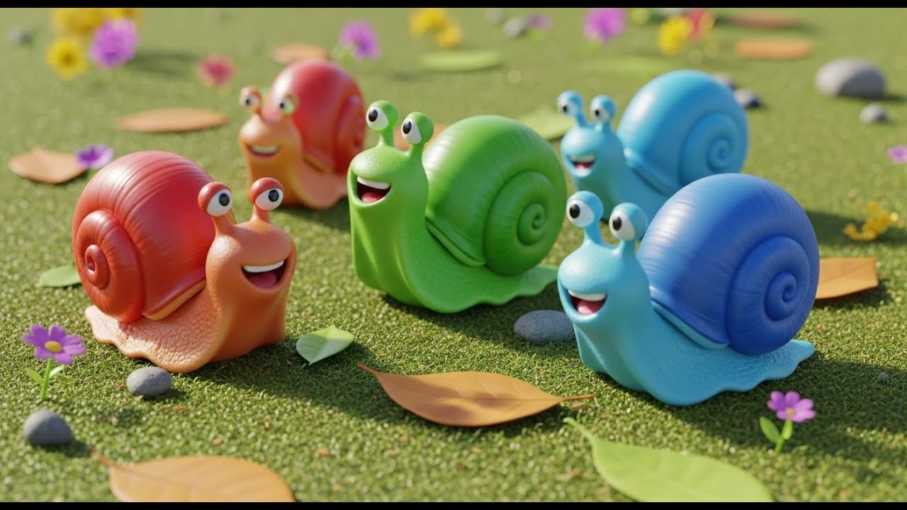 Três Pequenos Caracóis de Brinquedo Rastejam | Rimas Infantis e Canções para Crianças