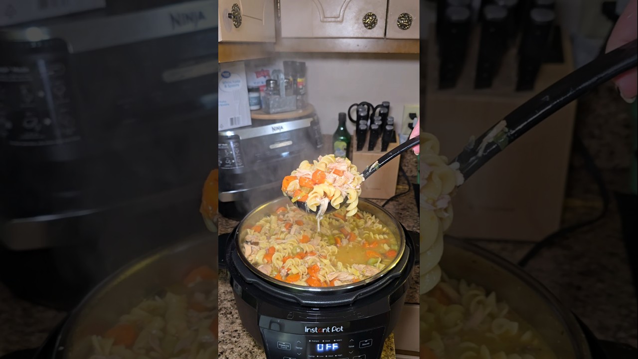 A big pot of mom's chicken noodle soup cures everything! 🥣 #Dinner #Recipe #Cooking #EasyRecipe