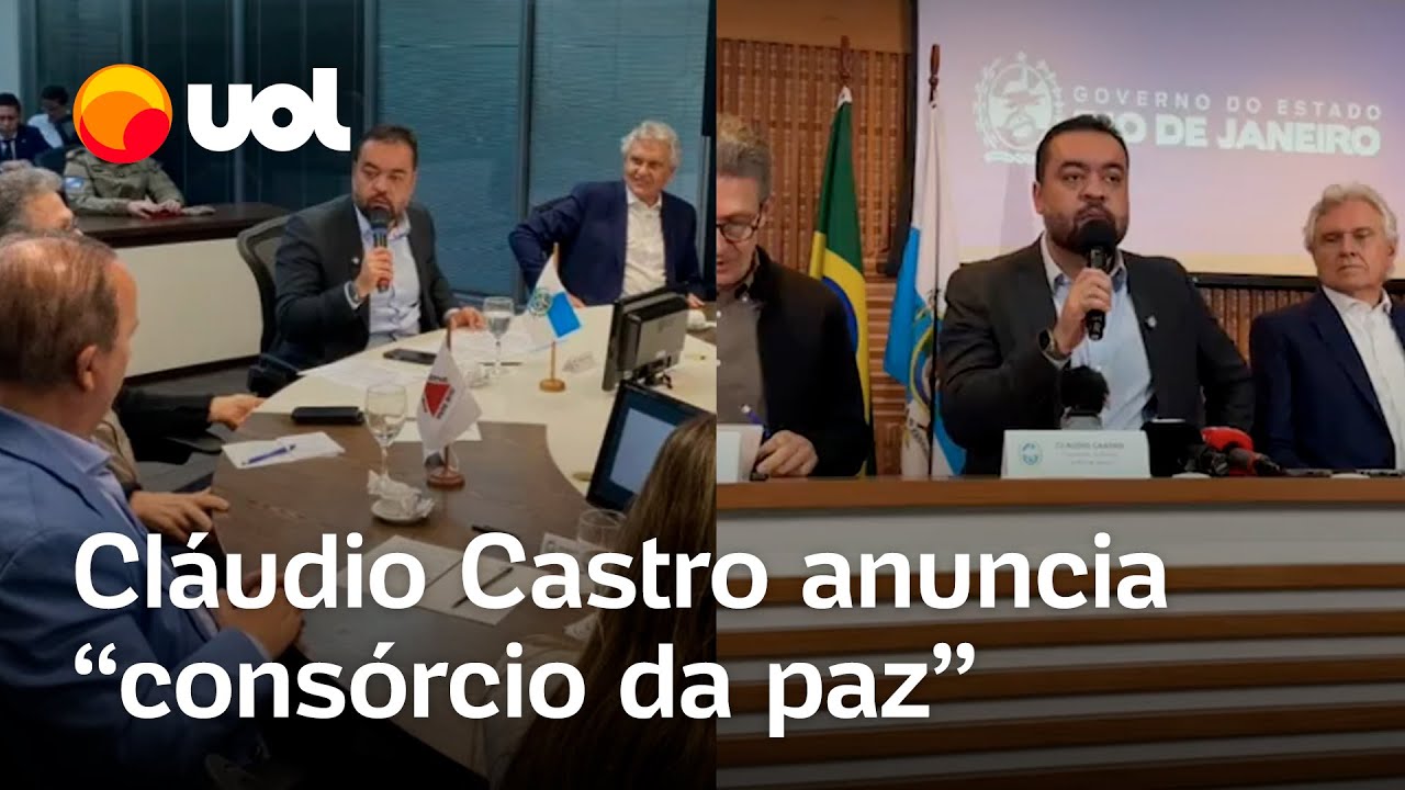 Cl&aacute;udio Castro anuncia 'cons&oacute;rcio da paz' em coletiva com governadores de direita