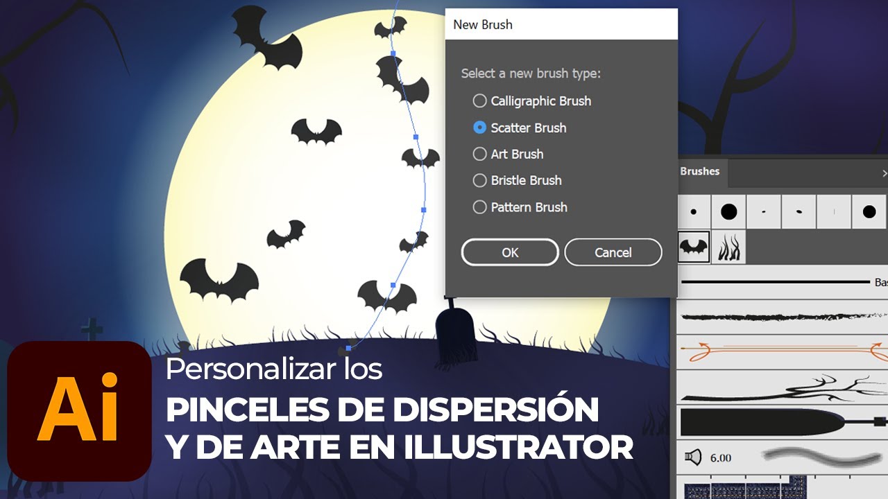 Personalizar pinceles de dispersión y de arte en Adobe Illustrator