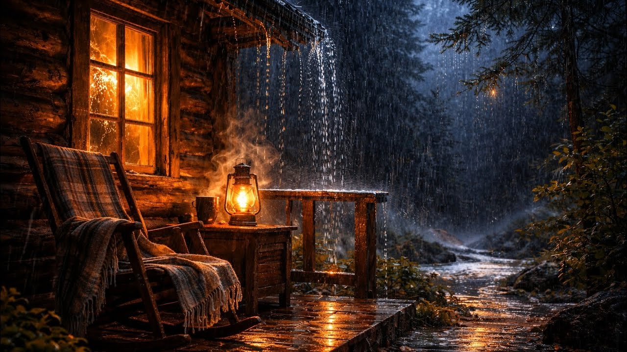 Cozy Cabin Rain Sounds 🌧️ 1 Hour of Relaxing Rain for Deep Sleep
